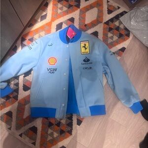 Miami Ferrari F1- Puma Blue Lightweight Sports Jacket with Ribbed Cuffs